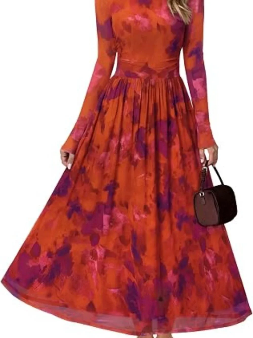 Women's Fall Wedding Guest Cocktail Long Sleeve Floral Maxi Dress